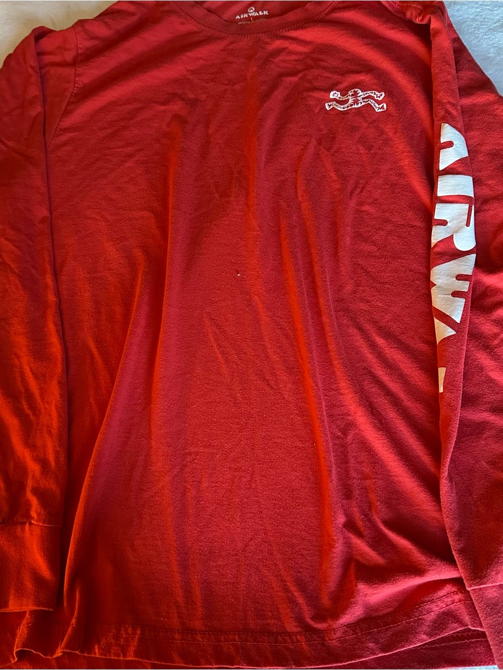 Airwalk Red Long Sleeve Tee with White Sleeve Logo
